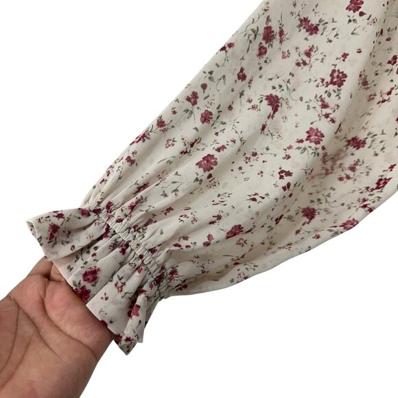 Altard State Women SZ Large Floral Long Sleeve Crop Top Blouse With Back Tie - Picture 7 of 11